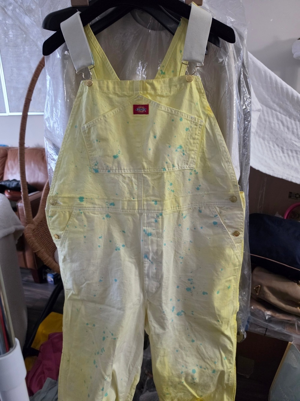 Dickies Yellow Paint-Splatter Overalls Size 38/30